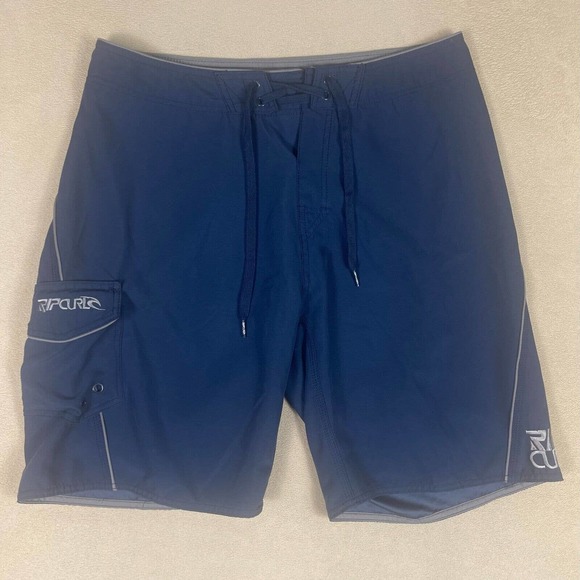 Rip Curl Mens 34 Swim Trunk Drawstring Waist Pocket‎ Blue Relaxed Fit - Picture 9 of 16